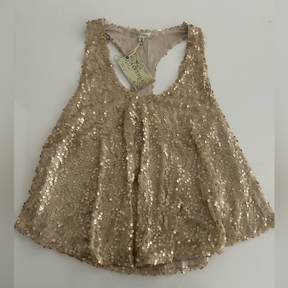 Alythea Sequin Tank Top in Champagne Beige